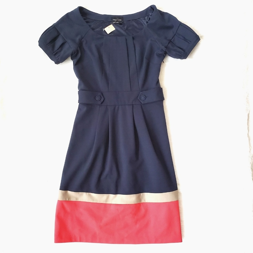 NWT Max & Cleo Pleated Front Colorblock Dress
